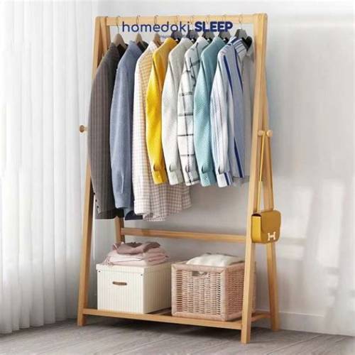 Homedoki Bambu -  Rak Pakaian Kayu