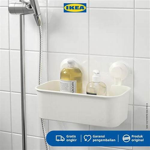 IKEA TISKEN Tempat Sabun Tempel Dengan Plastik Isap Putih