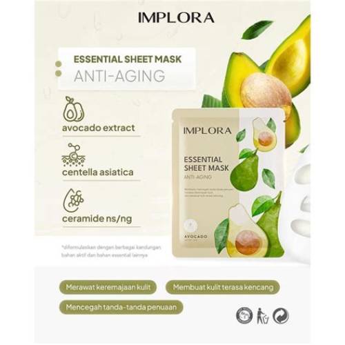 IMPLORA Essential Sheet Mask 25g | Masker Wajah / Sheet Masker Implora
