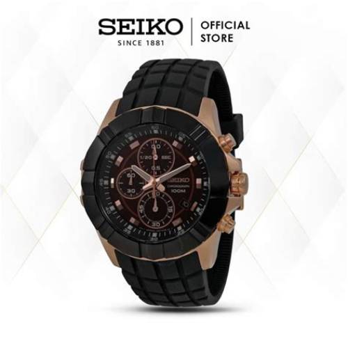 Jam Tangan Pria Seiko Chronograph SNDD80 Rubber Quartz Original