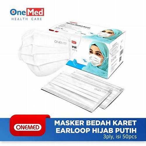 ONEMED Masker Jilbab Putih box 50pcs OOF