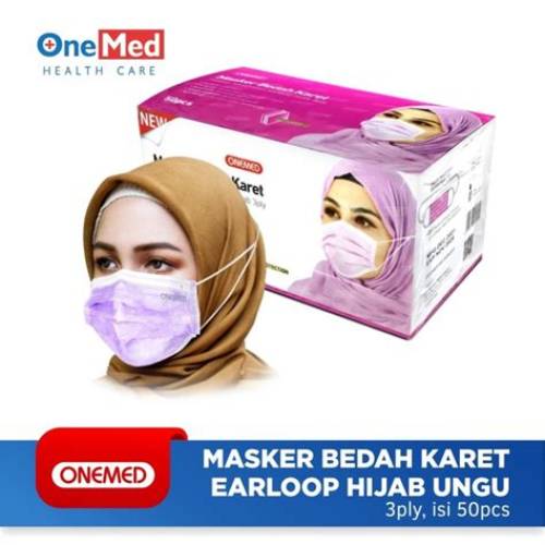 ONEMED Masker Jilbab Ungu box 50pcs OOF